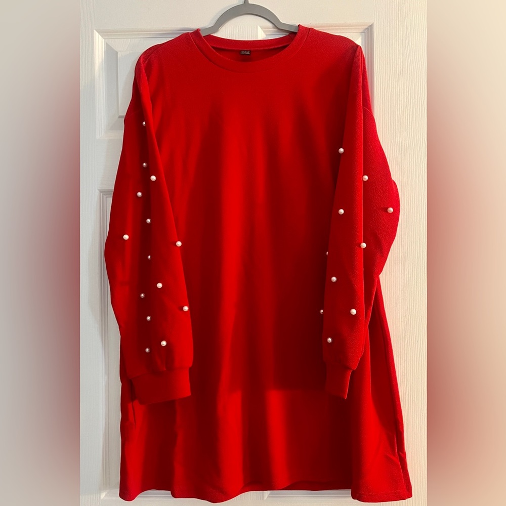 Long Sleeve Pearls Beaded Dress BRAND NEW